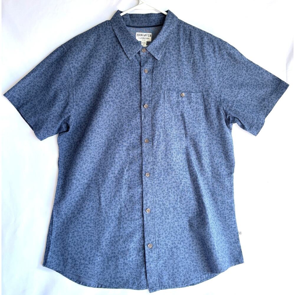 Hang Ten Men's Blue Short Sleeve Button Shirt Size XL